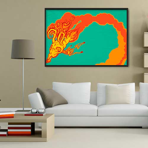 Quadro Decorativo - Crânio flamejante ilustração
